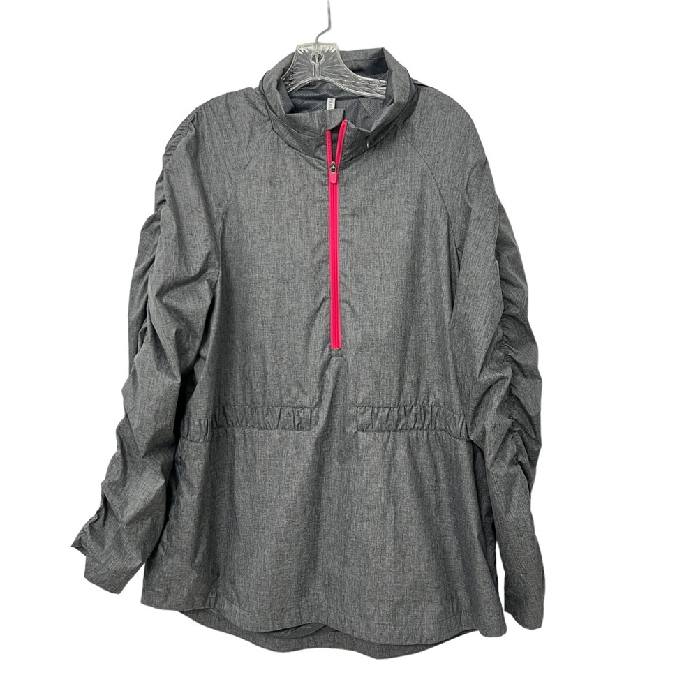 Fabletics Danielle Gray Heather Hot Pink Women’s Windbreaker Jacket Size XXL